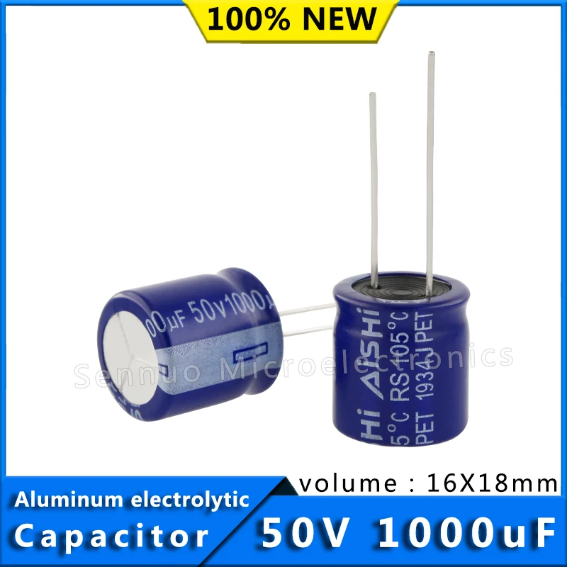 5Pcs 50V 1000UF 16*18 16x18 mm Aluminum Electrolytic Capacitor High Temperature Resistant 105° High Frequency Low Resistance