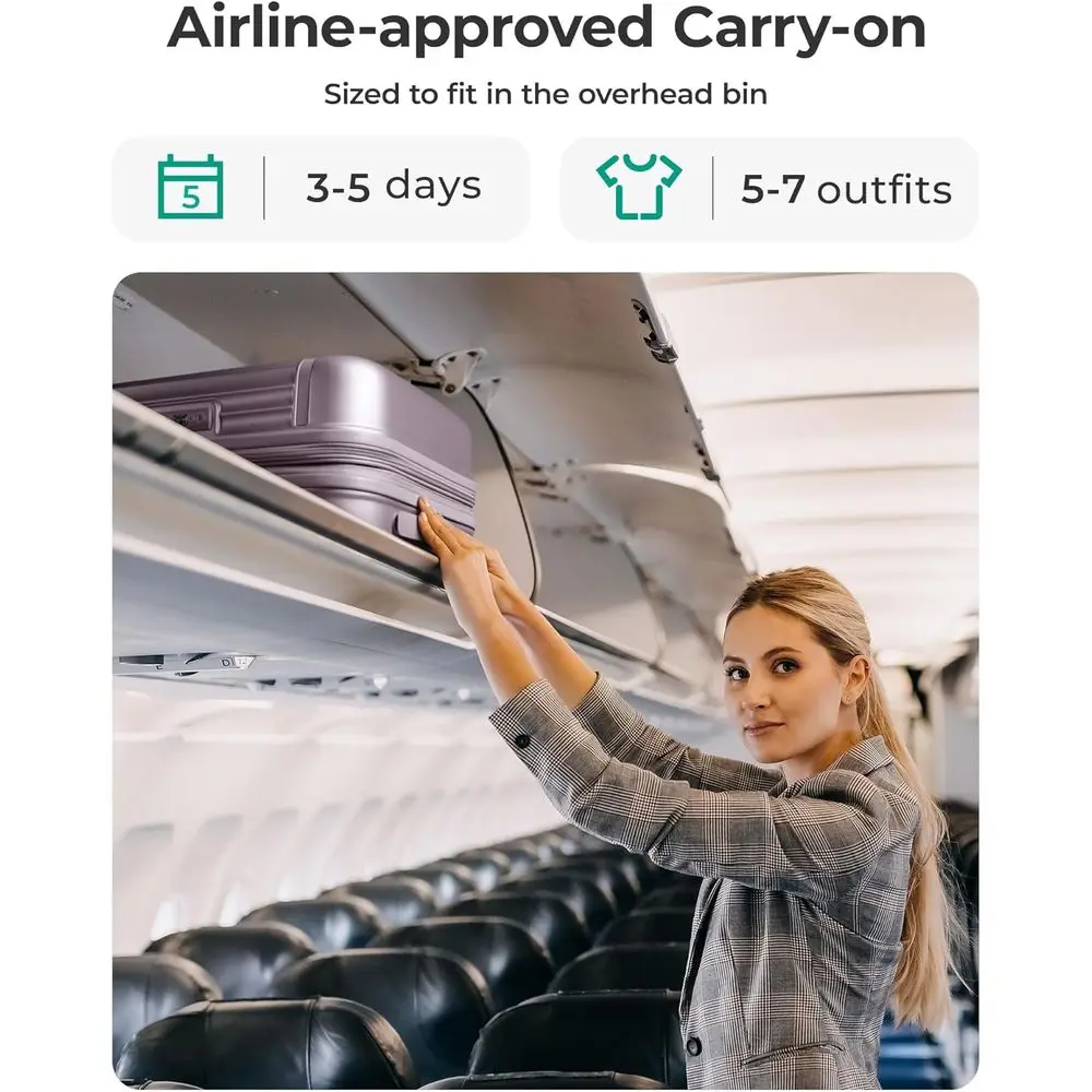 Purple 20 Inch Expandable Hard Shell Spinner Suitcase with TSA Lock, Airline Approved for Carry-On Travel