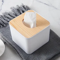 Tissue Box Wooden Cover Toilet Paper Box Solid Wood Napkin Holder Case Simple Stylish Tissue Paper Dispenser Home Car Organizer