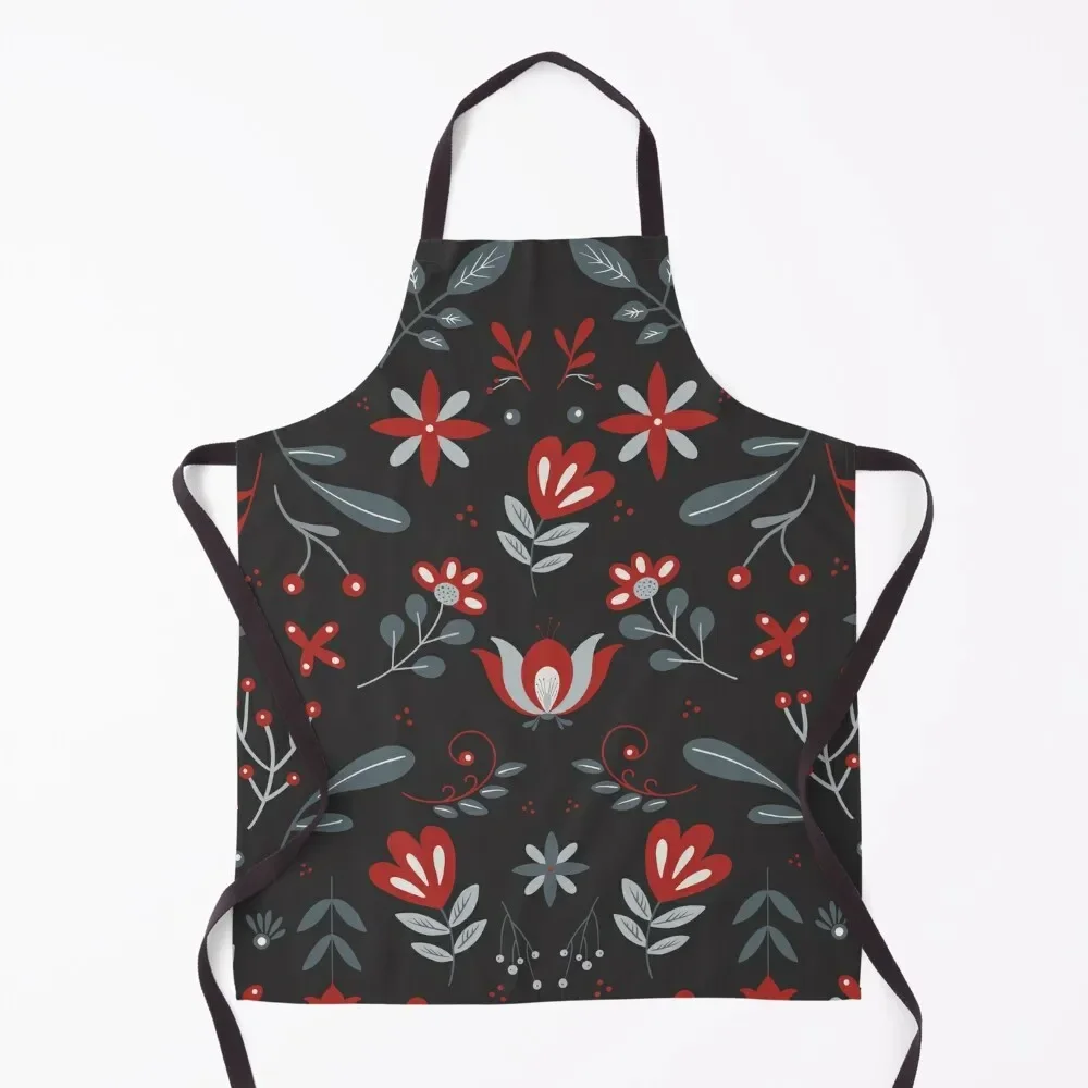 

Scandinavian Folk Flower Pattern II Apron Kitchen Women Barber Manicurists Apron