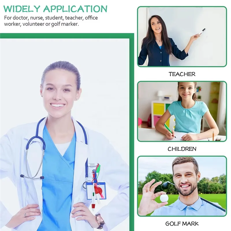 مجموعة أقلام GW-Nursse، قلم بكرة الشارة يتضمن قلم تحديد دائم وسلسلة مفاتيح LED وقلم كروي و6 مجموعات #5