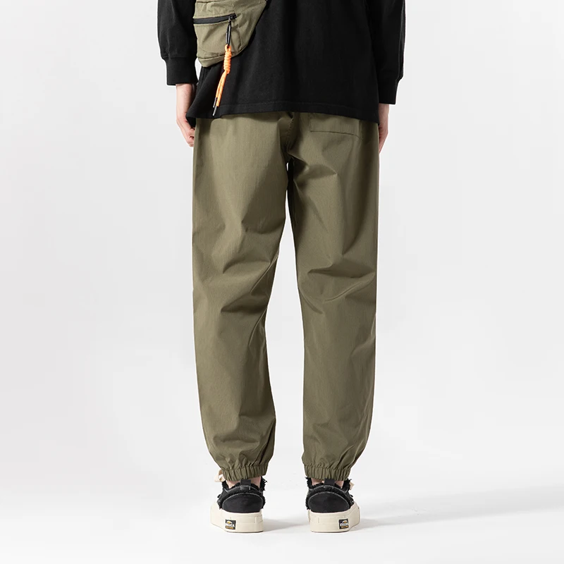 Men's Spring Autumn Solid Pockets with Bound Feet Harlan Casual Workwear High Waisted Trousers Office Lady Vintage Pants