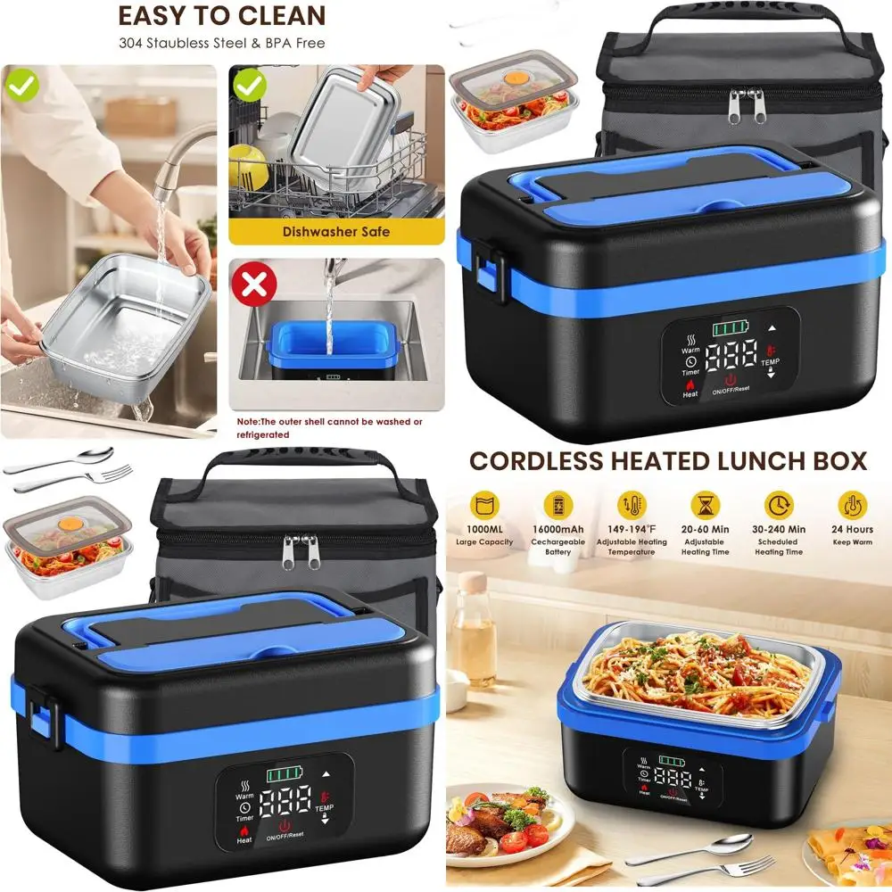 

Портативный электрический подогреватель для обедов на 1 литр с вилкой, ложкой и чехлом для взрослых и рабочих