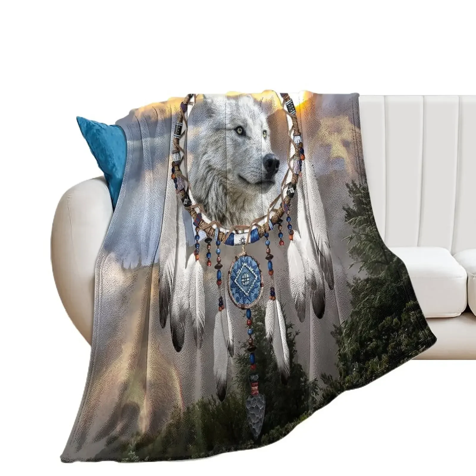 

Wolf, Bear and Dream Catcher Throw Blanket Luxury St Luxury Thicken for winter Blankets