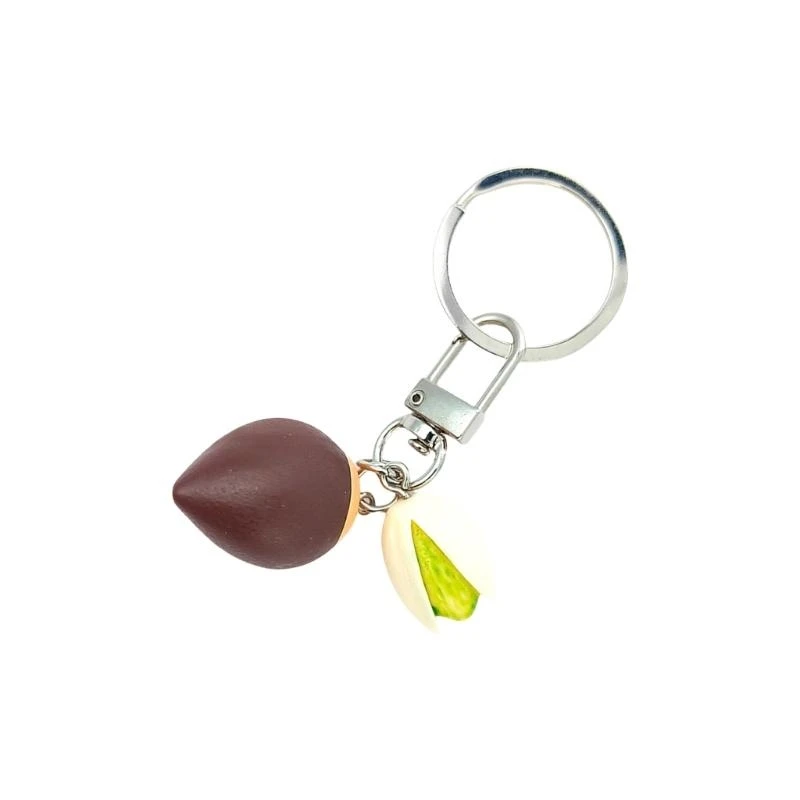 Realistic Sugar Roasted Chestnut Keychain Rubber Miniature Nut Handmade Keyring