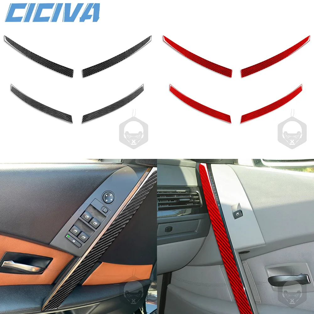 

For BMW 5 Series E60 2004-2010 Carbon Fiber Interior Door Armrest Panel Decoration Cover Car inside Trim Accessories Sticker