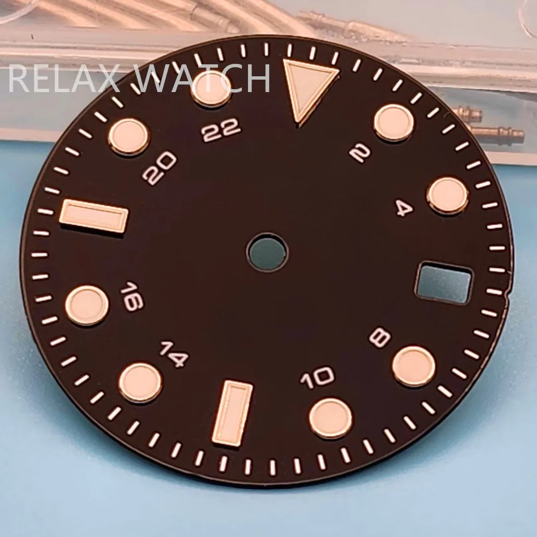 New 29mm Black White Blue Green Watch Dial Luminous Fit Nh35 Movement