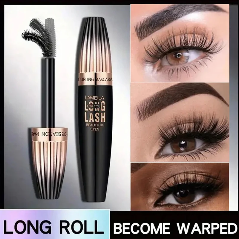 9ml Waterproof 4d Mascara Thick Long Smudge-proof Plump Encrypted Long-lasting Curling Large Eye Makeup, Makeup Tools 1pc