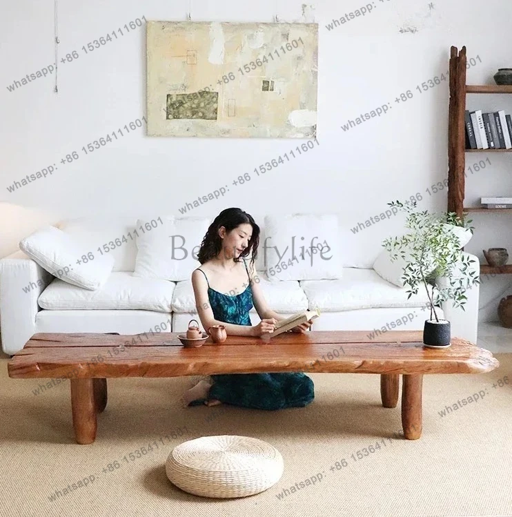 

Wabi Sandy Wind Solid Wood Coffee Table Log Living Room Design Low Table Homestay Japanese Tatami Tea Table