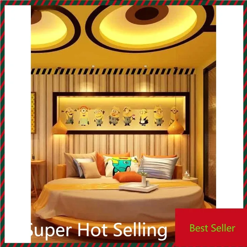 

QQ132 Hotel Electric round Bed Post-Modern Light Luxury Boutique Master Bedroom Couple Double Theme Hotel Apartment Water Bed