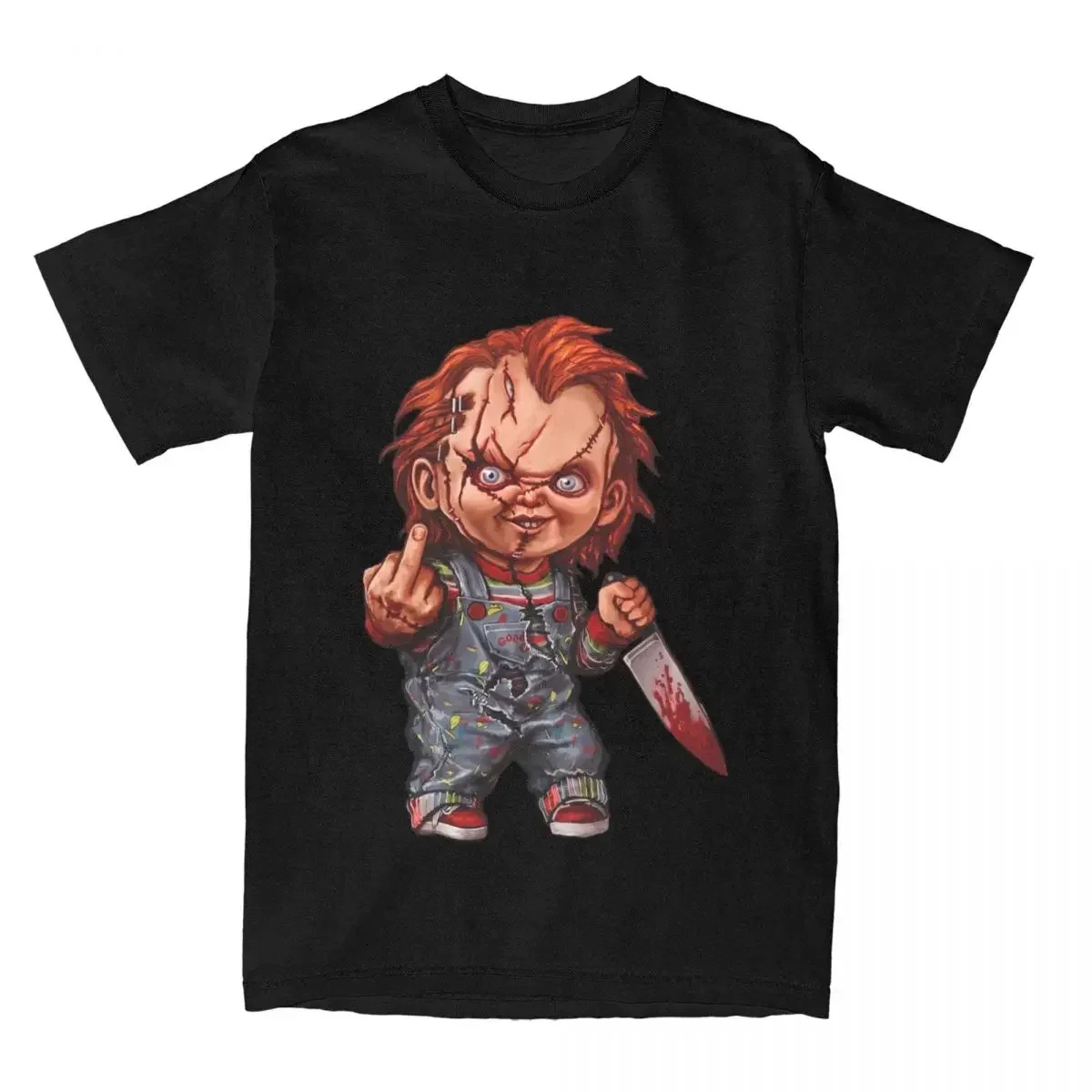 Plus Size Adult T-Shirt Female Male The Killer Doll Streetwear Funny Fancy Tops Short Sleeve Horror Chucky Shirts O Neck Tops