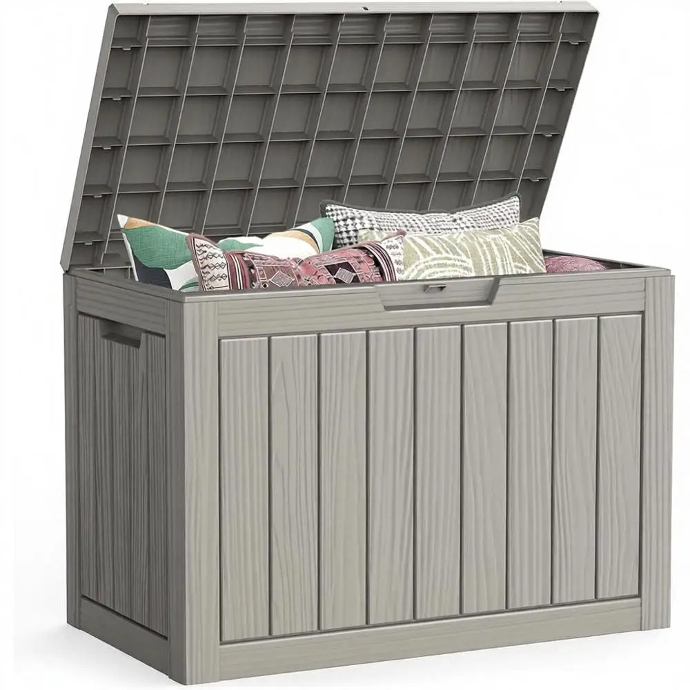 

Уличный ящик для хранения, 50 галлонов, водонепроницаемый, из полимерной смолы, для садовой мебели, подушек, садовых инструментов, аксессуаров для бассейна, всепогодный