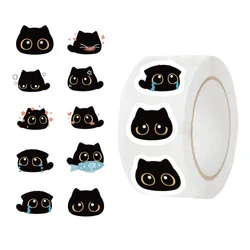 500pcs/roll Black Cats MEME Cartoon Graffiti Sticker DIY Guitar Laptop Notebook Suitcase Cup Waterproof Sticker Kids Toy Gifts