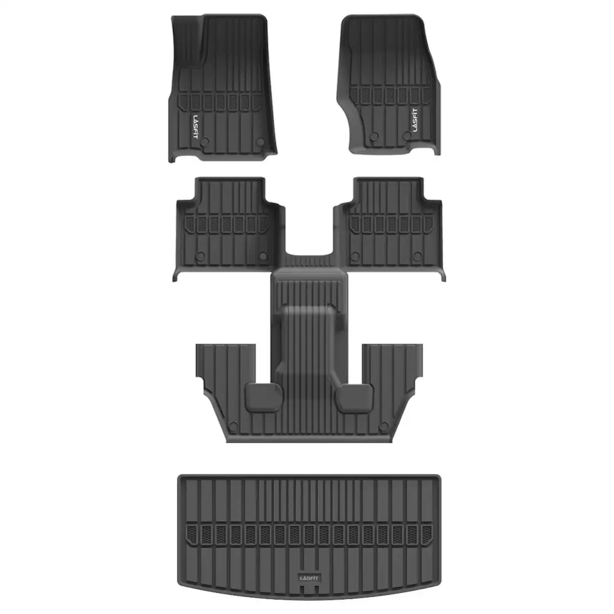 LASFIT Floor Mats for Jeep Grand Cherokee L 2021-2024 1st & 2nd & 3rd & Cargo Mat, Only Fits 6-Passenger Without Center Console