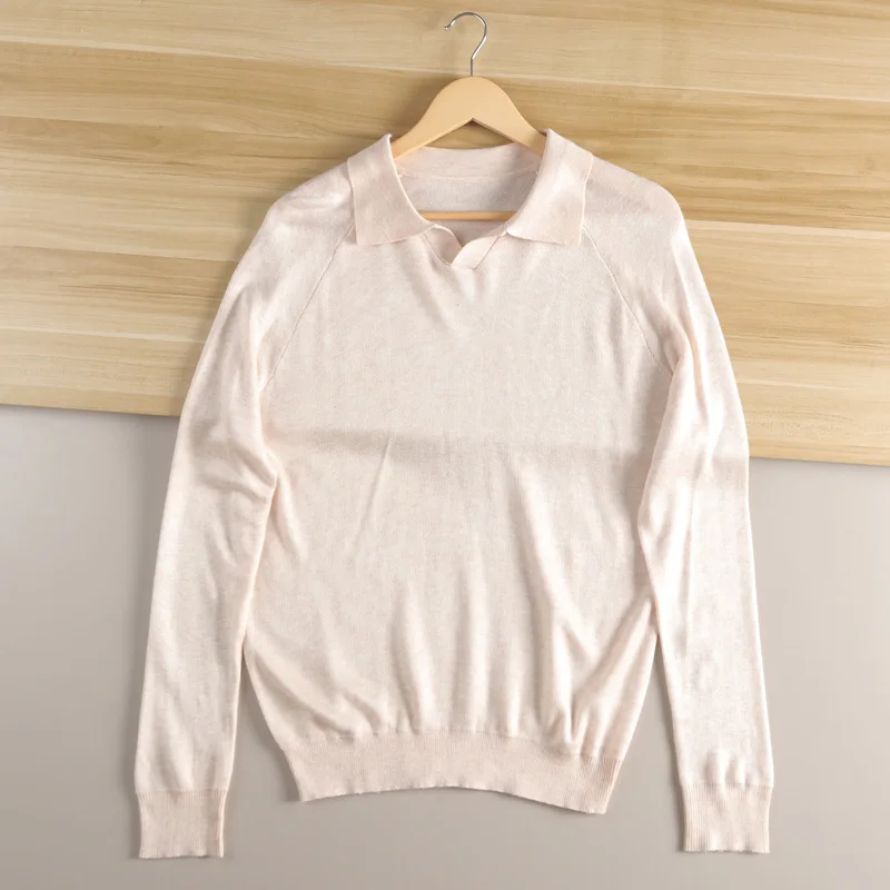 سترة محبوكة إيطالية فاخرة للرجال O-Ne طويلة مخملية من القطن والحرير والصوف الخريف غير الرسمي Faion Ci Sle لون نقي