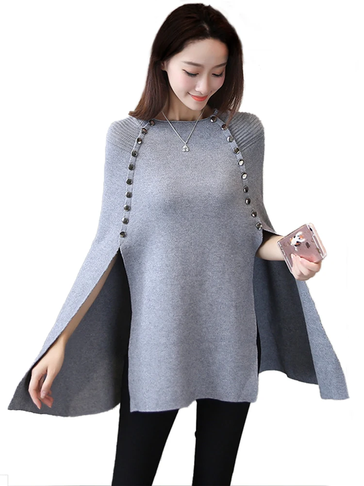 Spring Red Elegant Knitted Sweater Female Poncho Gray Loose Casual Pullover Women 2020 Autumn Warm Black Winter Jumper