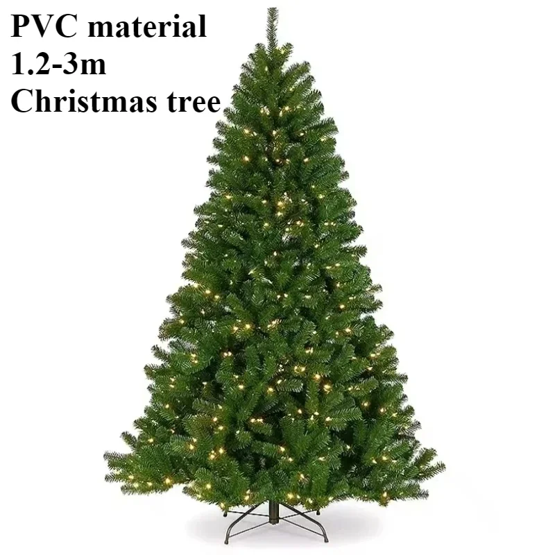 Artificial Christmas Tree Pvc Encrypted Christmas Tree With Led Lights Chrismas Decorations Home Foldable Metal Base 1.2m-3m