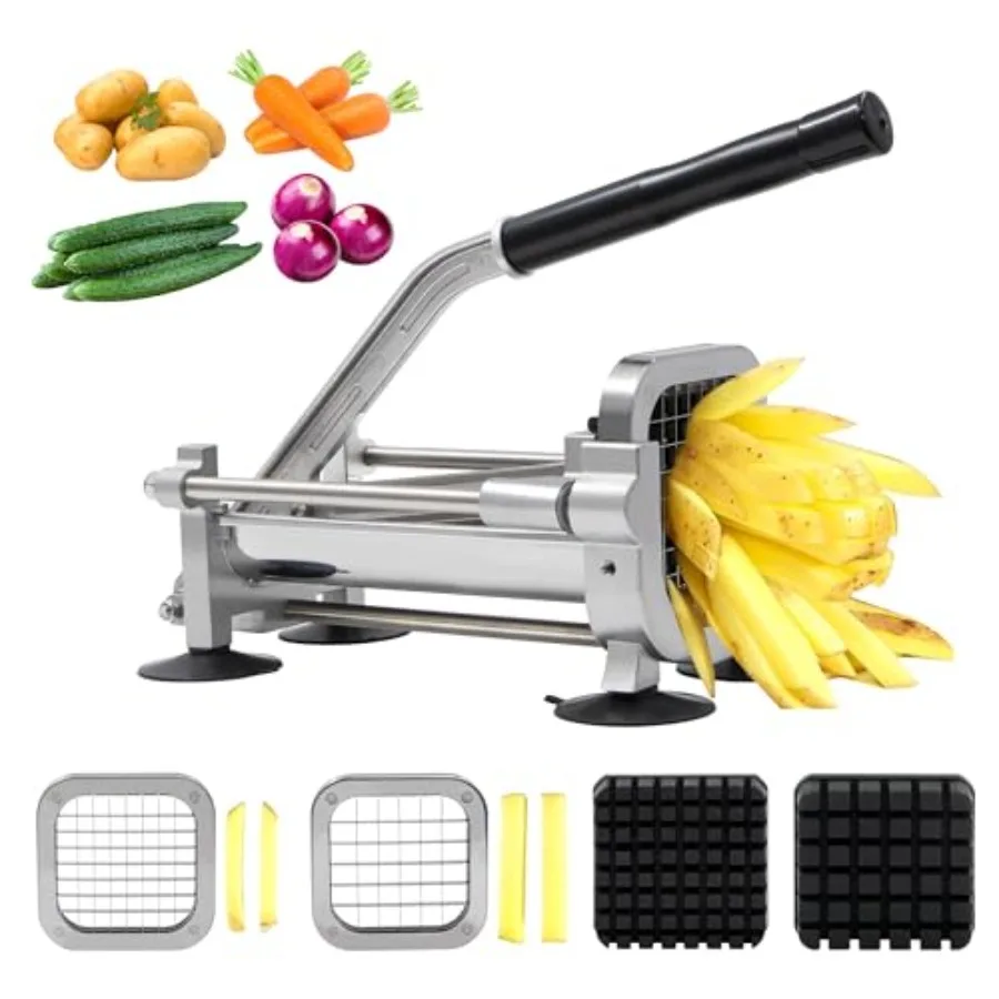 

French fry cutter with two blades 1/2 inch and 3/8 inch commercial stainless steel French fry slicer suitable for whole potatoe