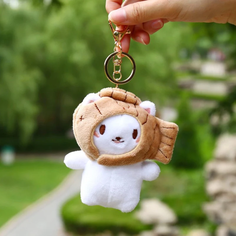 1pc Small Panda Plush  Cute Fish Keychain Soft Toy Plushie Kawaii Keychain Plush Toy keychain accessories