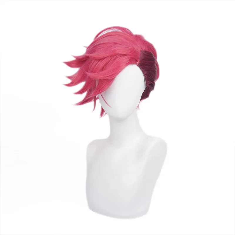 Juego LoL Arcane VI peluca de Cosplay rosa roja pelucas de pelo corto resistentes al calor mujeres hombres fiesta de Halloween carnaval accesorios de juego de rol