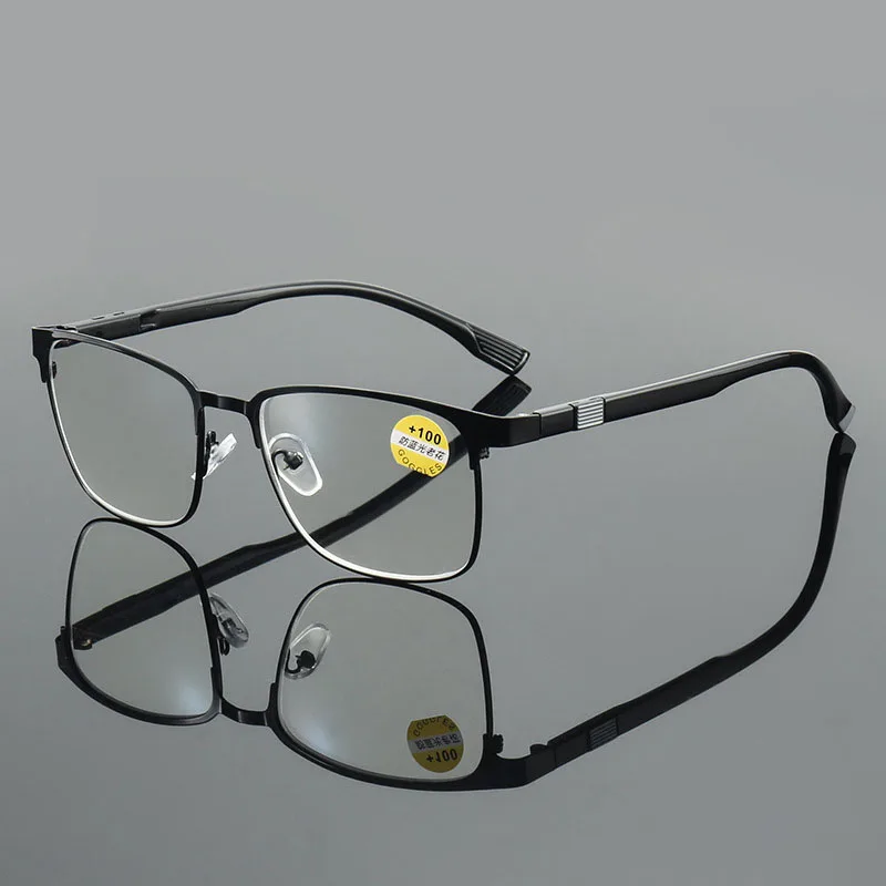 Versatile elegant oval spring leg anti-blue light reading glasses, men's business simple fashion retro reading glasses