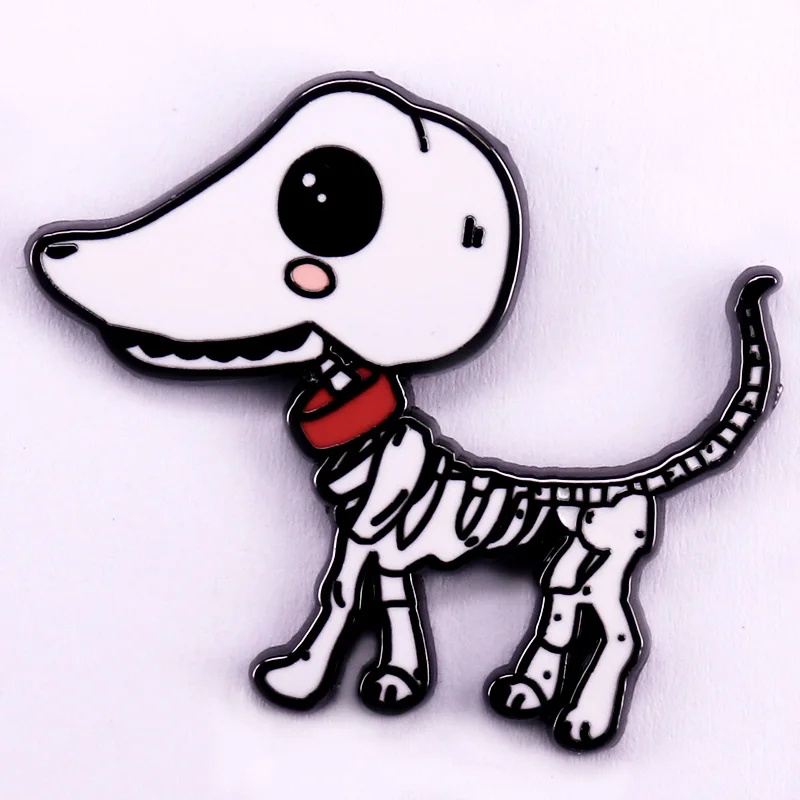 Corpse Bride Scraps Enamel Pin Cute Skeleton Dog Badge Fantasy Animated Movie Jewelry Gift