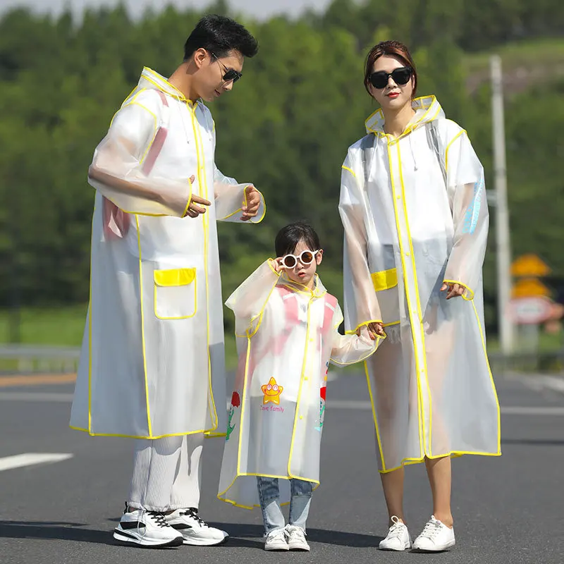 Raincoat Women Kids Raincoat Waterproof Rain Poncho Cartoon Transparent Rainwear Outgoing Parent-child Raincoats