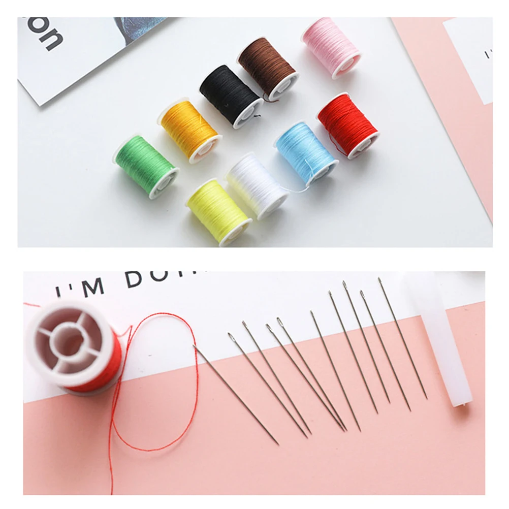 

64pcs 64 Rell Sewing Machine Thread Set 32 Threads Bobbins Needles Tape Scissors Thimbles DIY Repair Kit Elastic Band