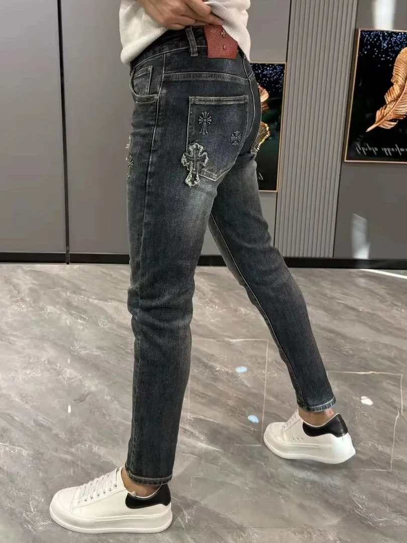 

Высококачественные модные мужские джинсы: новинка весна-осень, универсальные, легкие, люксовые, европейский стиль, зауженный крой