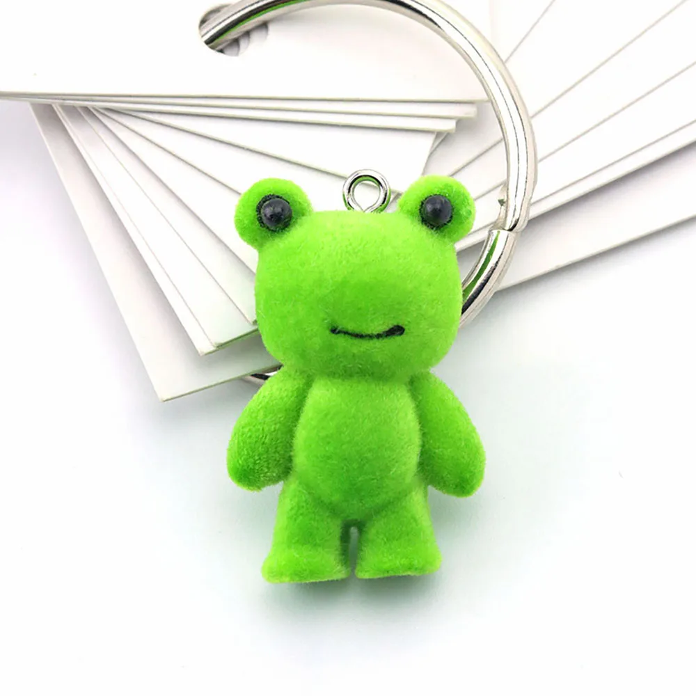 30PC 3D Frog Pendant Kawaii Flocking Animal Resin Charms for Keychain Necklace Earrings Bag Accessories Making Material