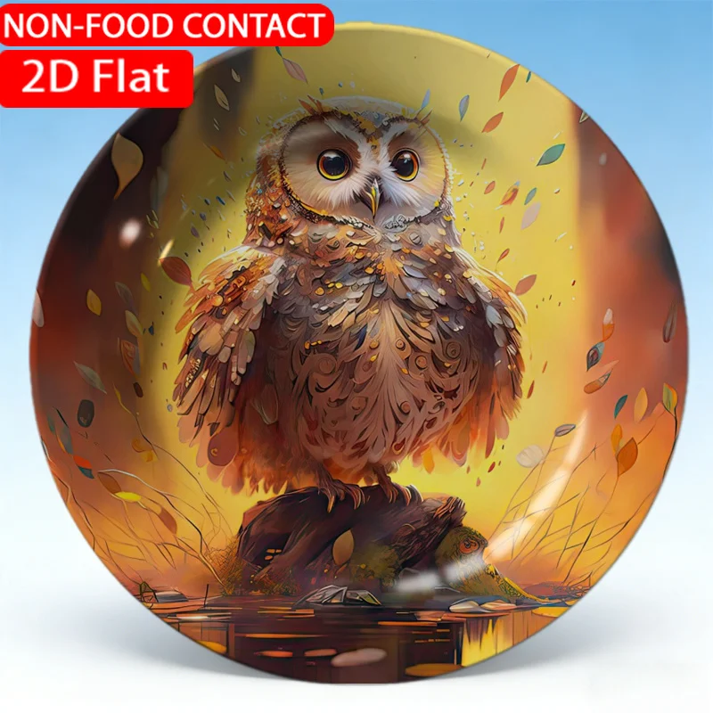 1pc Artistic Owl Brown Decorative Plate-Non-Food Contact Hangable And Freestanding Ideal for Home, Study, Living Room And