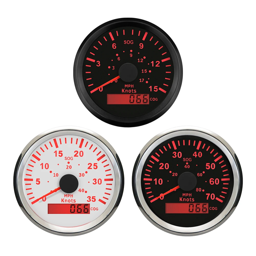 

Waterproof 85mm GPS Speedometer Marine Speed Gauge 15 Knots 35 Knots 70 Knots for Car Boat Yacht Vessel 9-32V with Red Backlight