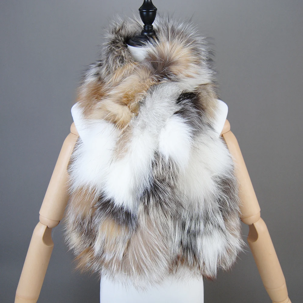 Hot Sale Women Winter Warm Natural Fox Fur Scarf Ring Knit Real Fox Fur Lady Fashion Neckerchief Scarves Women Real Fur Bandana