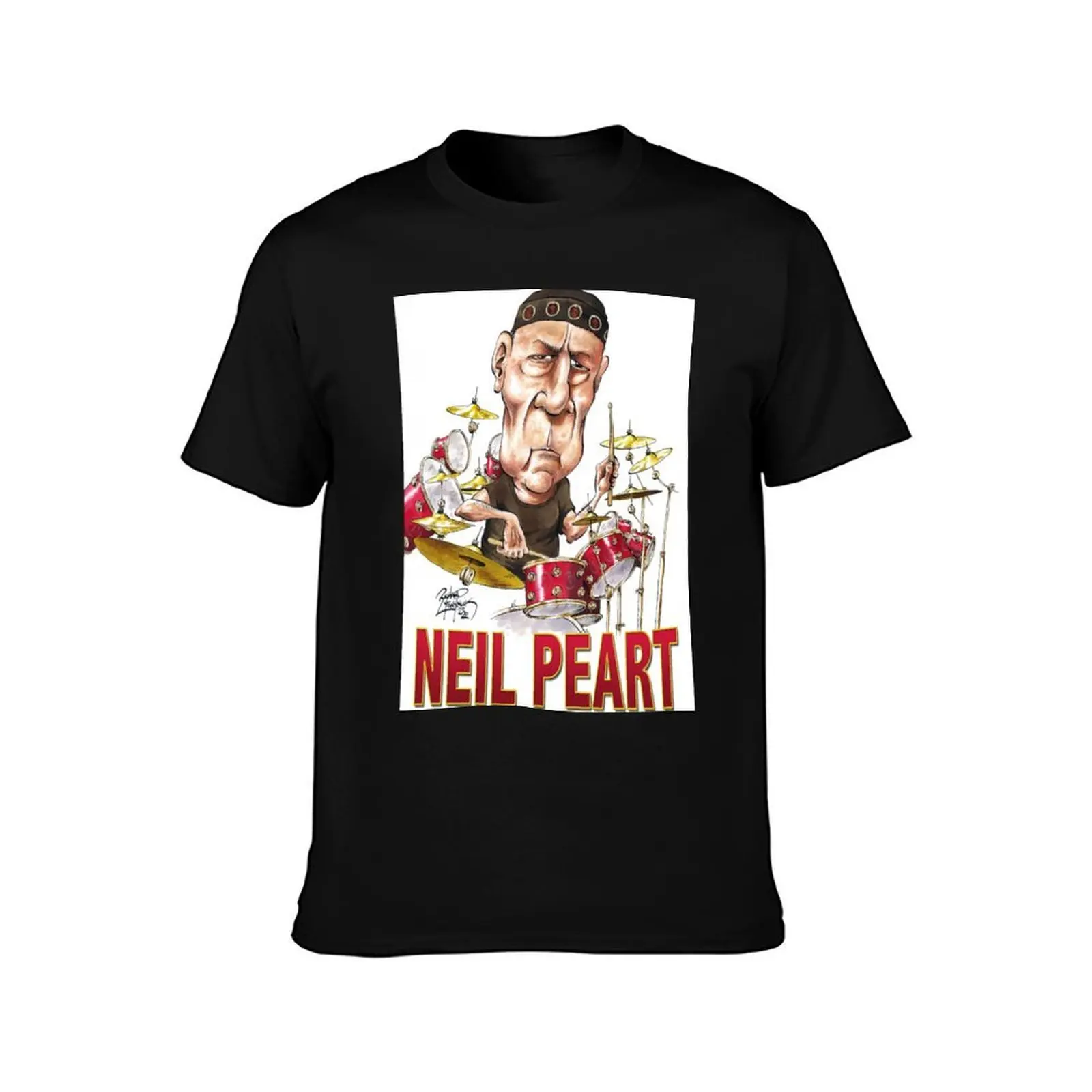 Neil Peart T-Shirt, Summer Casual Cotton Tee, Oversized Streetwear Tops, Vintage Graphic Print, Loose Fit Short Sleeve