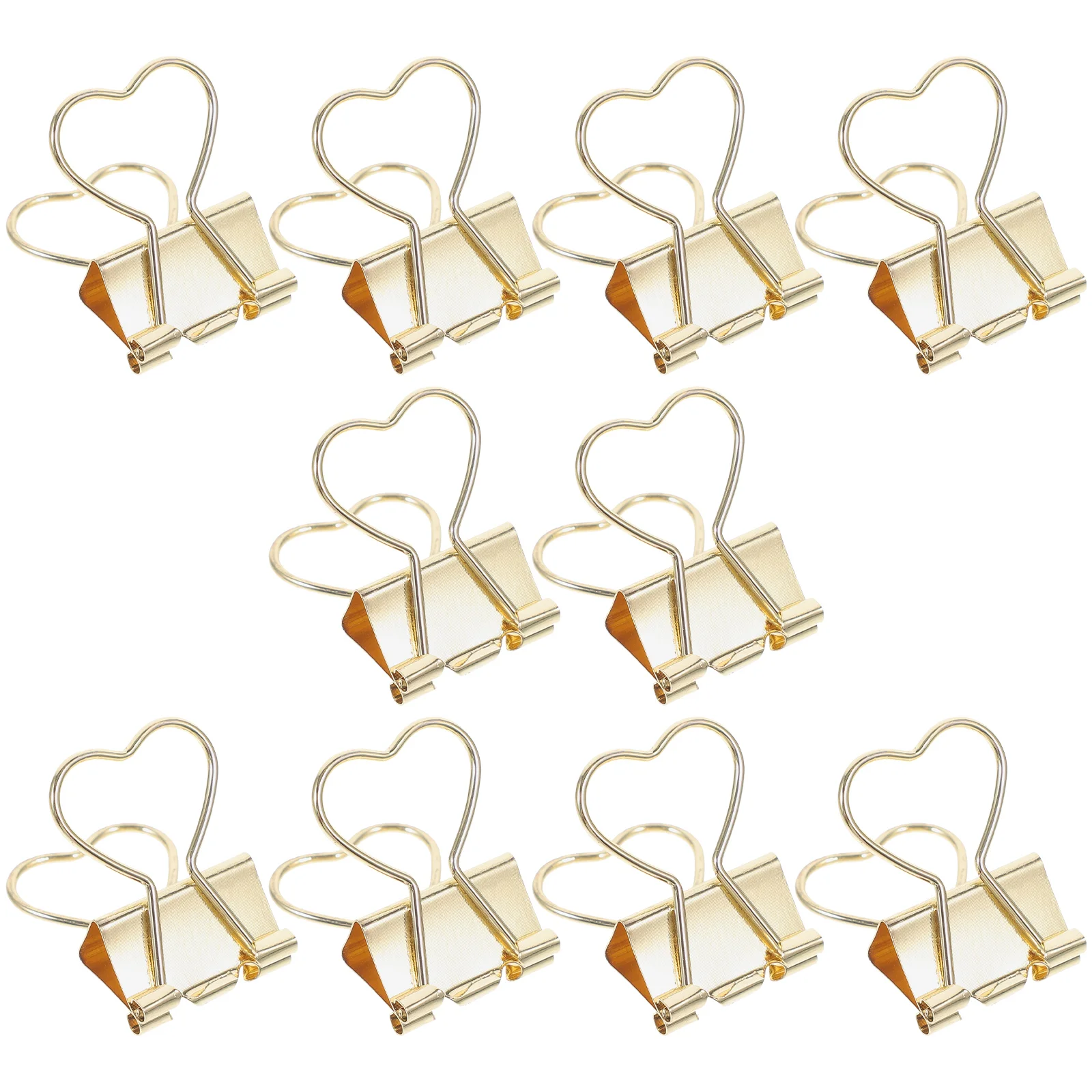 10 Pcs Bill Folder Binder Office Paper Clips Metal Heart Shaped Assorted for Hanging