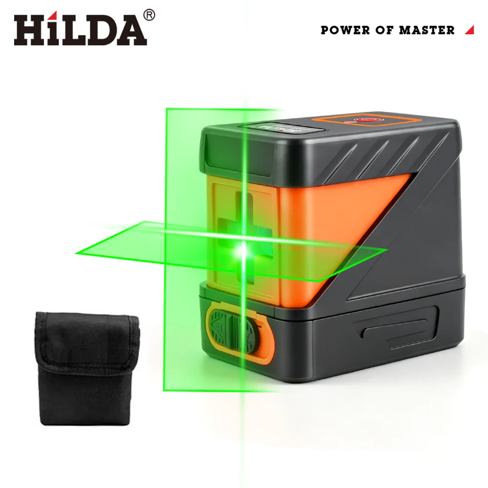 HILDA Mini 2 Linien/5 Linien Grüner Laser-Nivellierer Tragbarer Kompakter Selbstnivellierender Kreuzlinienlaser Horizontal Vertikal Hochpräzises DIY-Baumessgerät