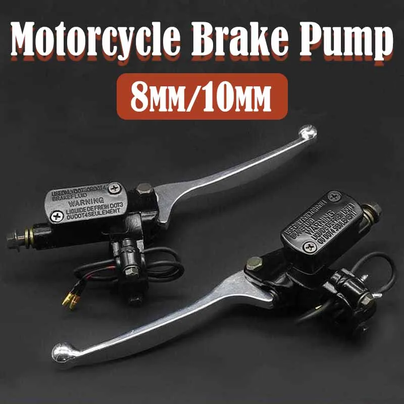 Bomba de Freio Dianteira de Motocicleta 22MM, Cilindro Mestre Hidráulico com Alavanca de Freio 8MM/10MM em Alumínio para Moto de Trilha, Quadriciclo e Kart