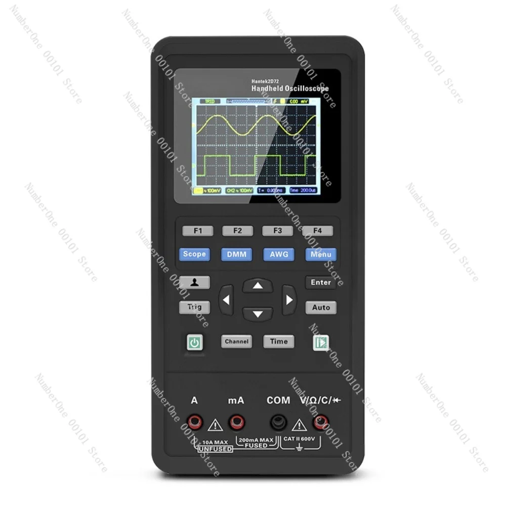 2D72 Handheld Oscilloscope | 70MHz 250MSa/s 12‑Bit | 2‑Channel + Waveform Generator + Multimeter