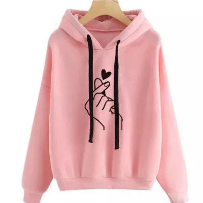 Ladies Autumn Winter Loose Printed Hoodie for Women Long Sleeve Oversize Casual Pullover Hooded Tops