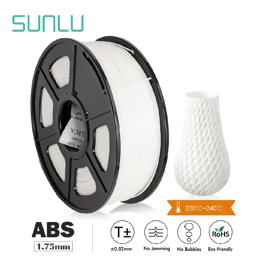 SUNLU ABS Filament 1.75MM High Quality Excellent Impact Strength Abrasion Performance Chemical Resistance For 3D FDM Printers