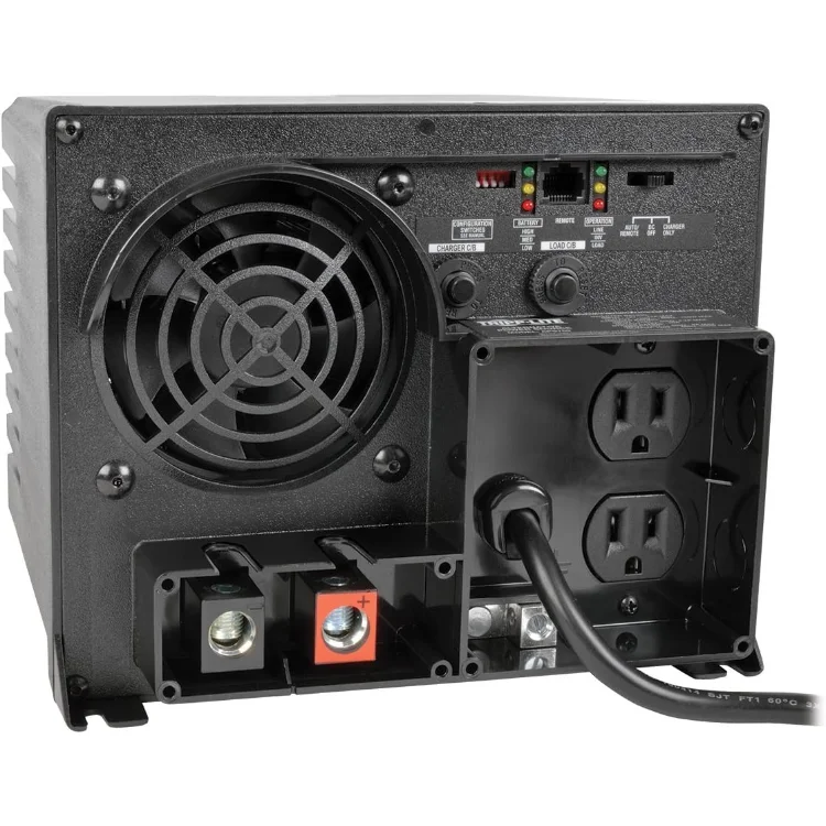 

Power Inverter / Charger w/ Auto Transfer Switching, 1250W, 12VDC 120V, 5-15R, 2-Outlets for RVs, Trucks, Fleet Vehic