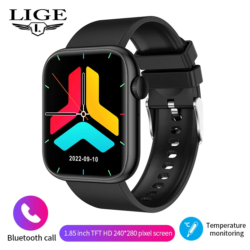 LIGE Hot Sales Men's Smart Watch Heart Rate Temperature Monitor Bluetooth Call Sports Watch Fitness Tracker Women's Smartwatch