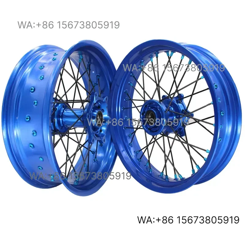 For  Wmwmnu Factory Price 17 Inch Blue Rim Hub EXC SXF XC SX 250 350 450 Aluminum Alloy Supermotard Wheels  Motorcycle
