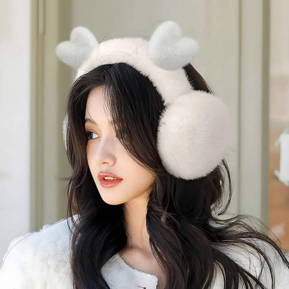 Fashion Deer Ear Earmuffs Foldable Thickened Ear Warmer Keep Warm Anti-Freeze Winter Earflaps for Women Girls