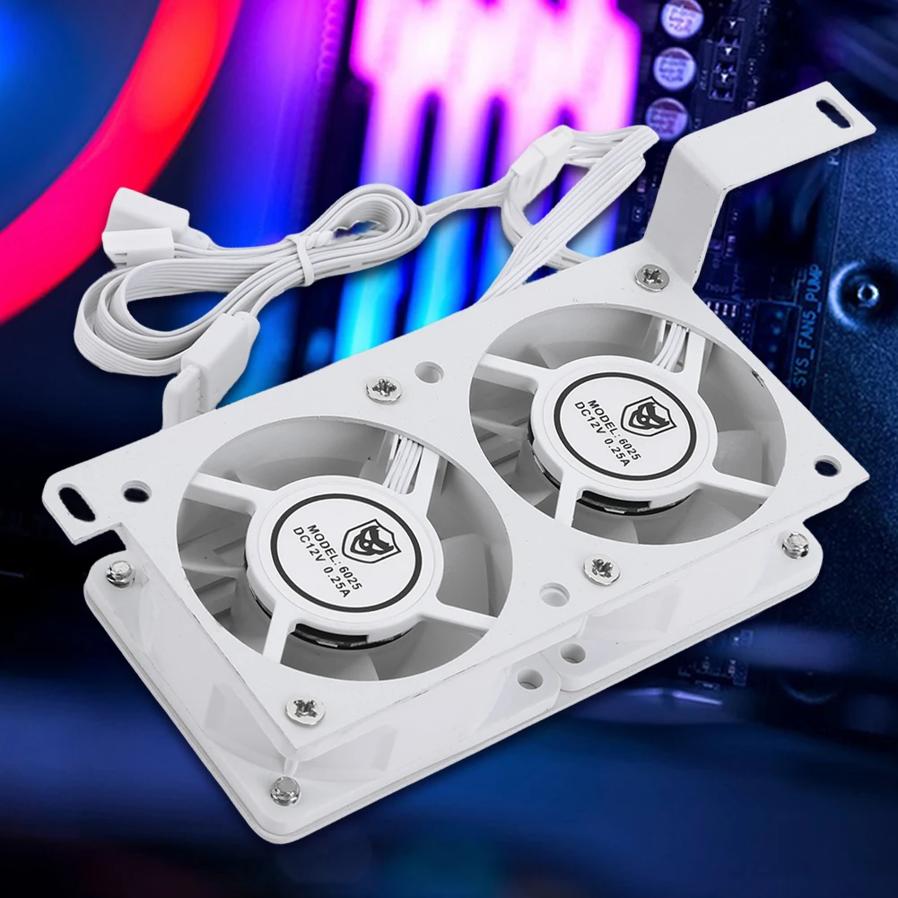

RAM Heatsink Cooler ARGB Syn Low Noise Cooling Fan with Dual 60mm Fan PWM 1000-3000RPM for DDR/DDR2/DDR3/DDR4/DDR5