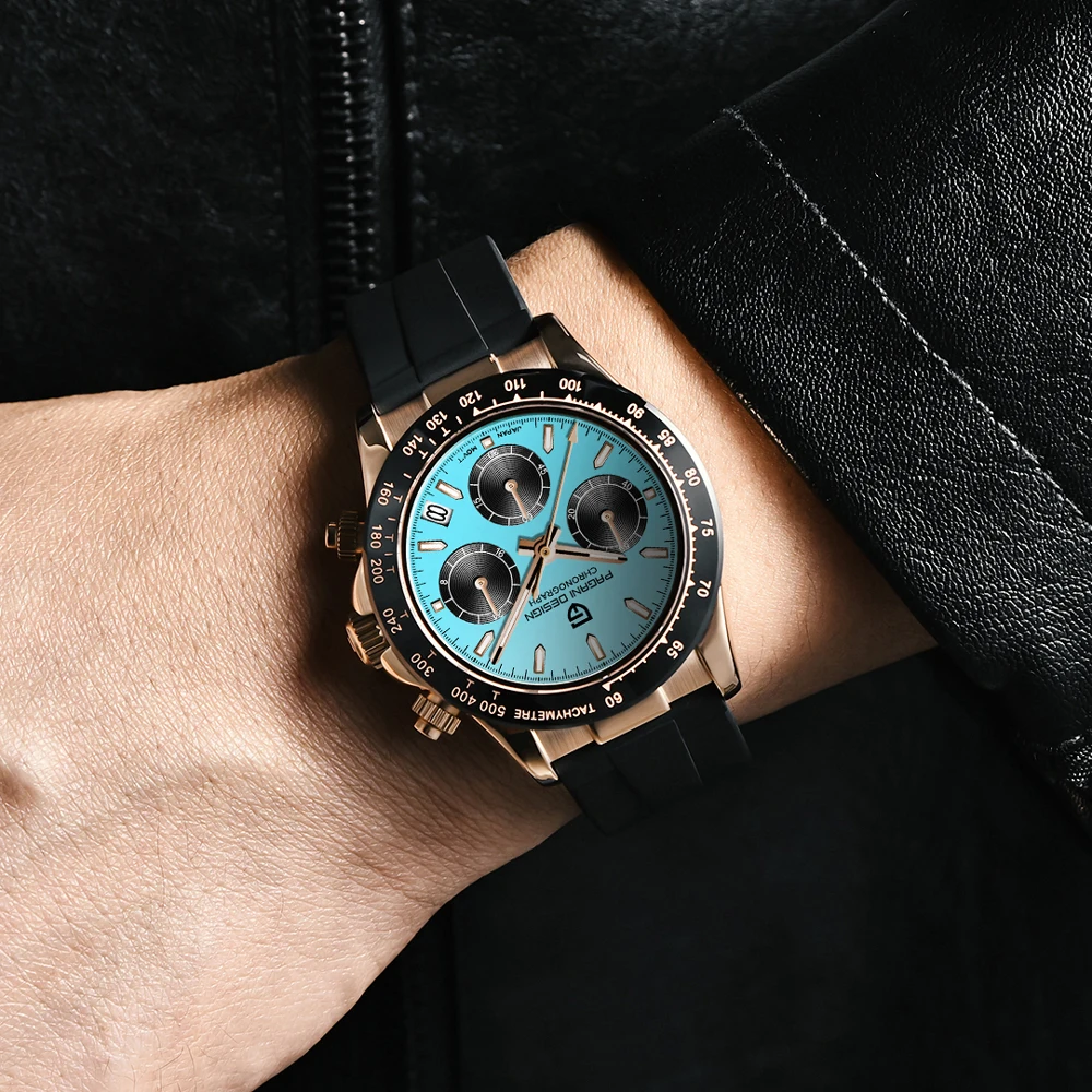 2025 جديد PAGANI تصميم ساعات رجالية الذهب الفاخرة ساعة كوارتز للرجل VK63 كرونوغراف ساعة اليد AR الياقوت مرآة مقاوم للماء