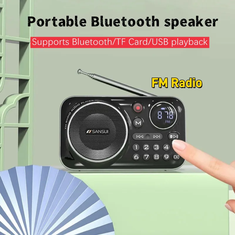 Radio FM Bluetooth 5.0 altoparlante Mini Radio portatile per anziani HiFi TF/USB lettore musicale MP3 supporto cuffie Recordin Play