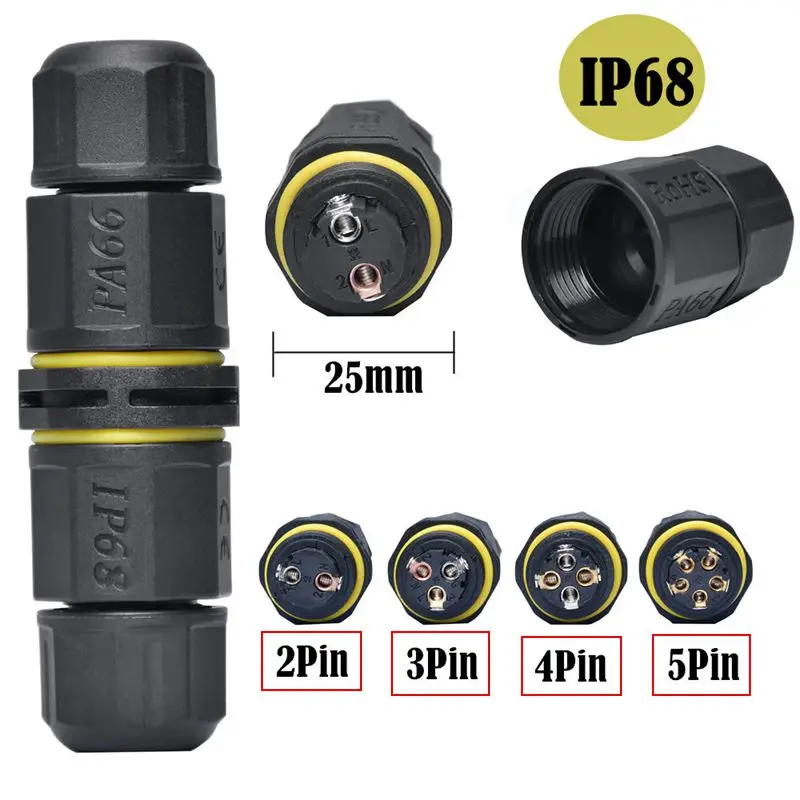 IP68 Waterproof Sealing M20 LED Straight Through Waterproof Connector 2/3/4/5 Core Wire To Wire Self-Locking Screw 5V-400V 24A