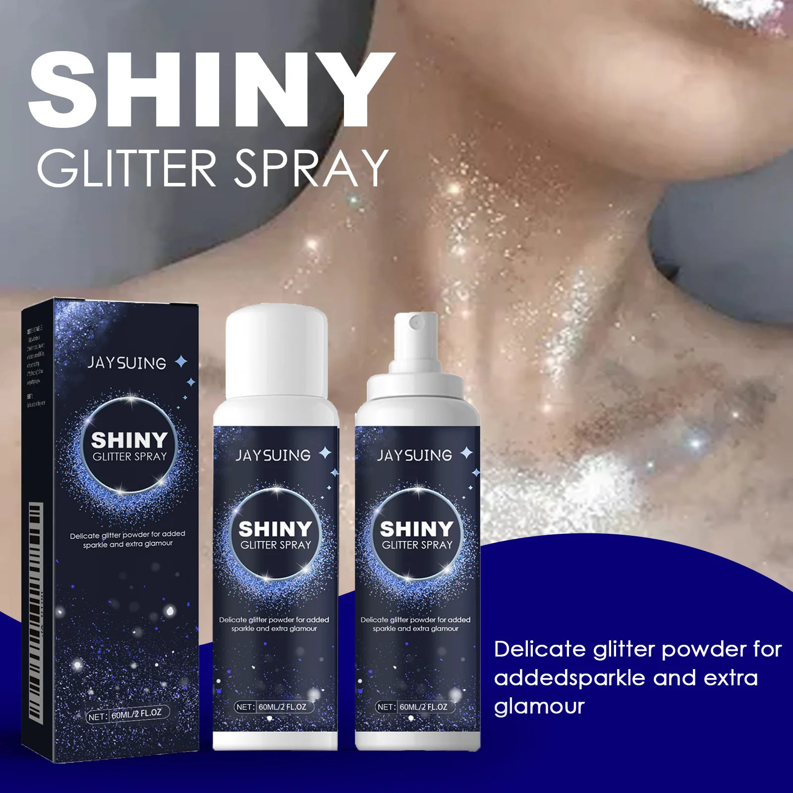 تسليط الضوء على رذاذ الرش للشعر والملابس، لمسة نهائية لامعة مثالية لحفلات الهالوين والنوادي الليلية ذات تأثير لامع