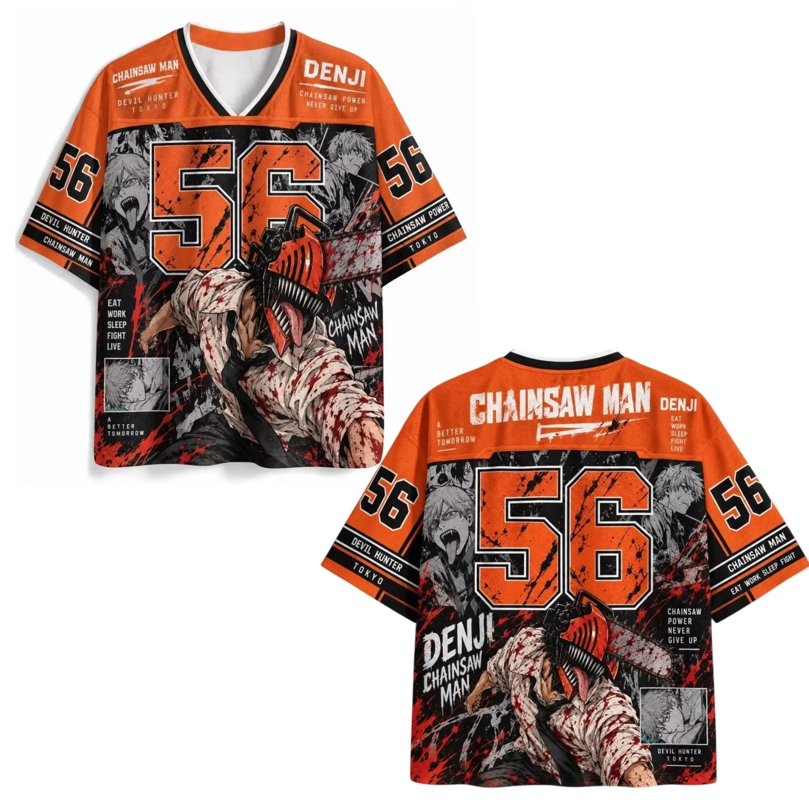 Chainsaw Man Makima Denji Japanese Anime Breathable Quick-dry Football Jersey Men Women Adults Kids Athleisure Family T-Shirt